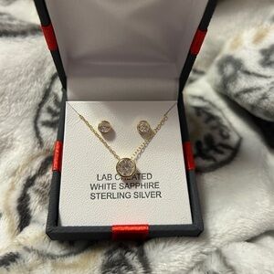 Gold and Silver Lab Created White Sapphire Jewelry Set